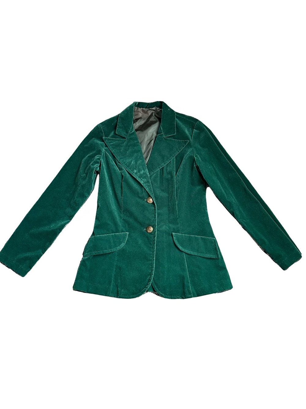 1970s Vintage Sears Velveteen Blazer Rich Emerald Green Wide Lapels